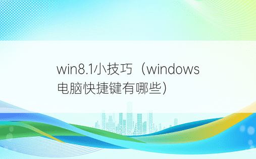 win8.1小技巧（window